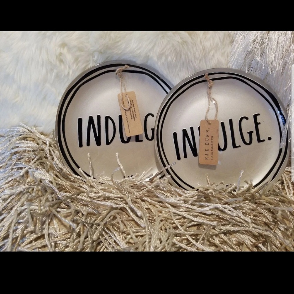 Two Rae Dunn "Indulge" 8in Plate